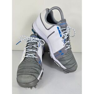 Under Armour Tempo Sport Womens 6 Golf Cleats Shoes White Grey Blue 1292752-141